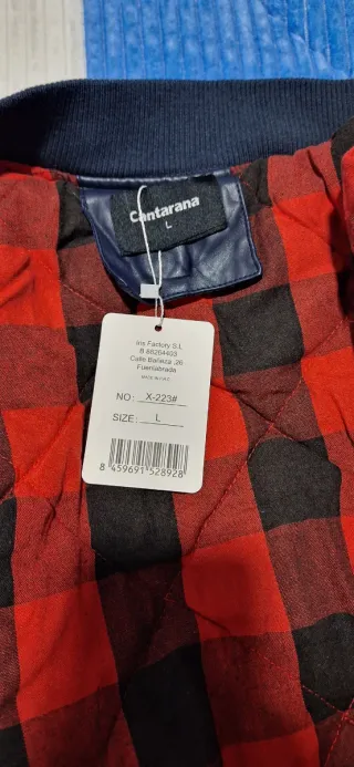 Chaqueta Bomber Universitaria Azul y Beige