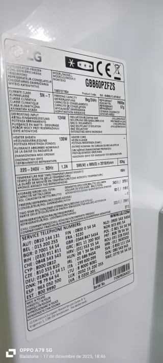 Nevera combi LG acero inoxidable NO FROST  A++