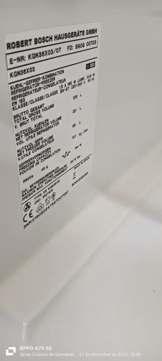 NEVERA COMBI BOSCH NO FROST ENERGÍA A+