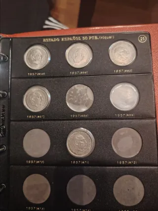 5 monedas 50 Pesetas 1957 Estado Español (Níquel)