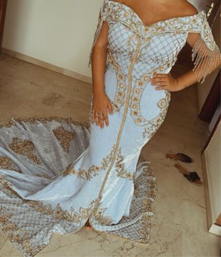 Vestido Gitano Árabe Pedrería Azul