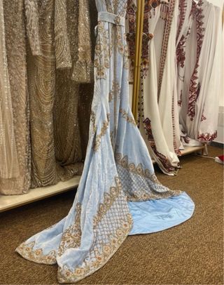 Vestido Gitano Árabe Pedrería Azul