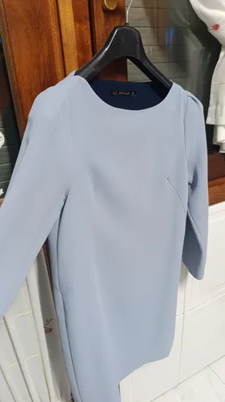 Vestido Zara Basics azul claro Talla M tela buena