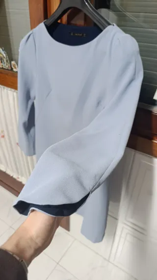Vestido Zara Basics azul claro Talla M tela buena