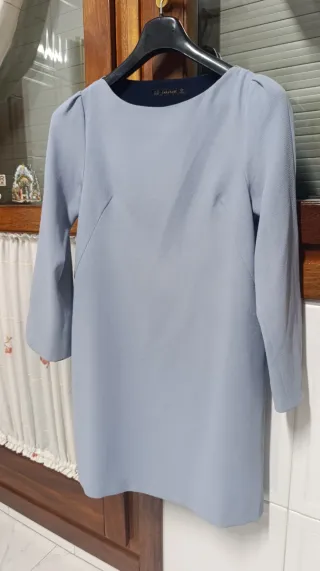 Vestido Zara Basics azul claro Talla M tela buena