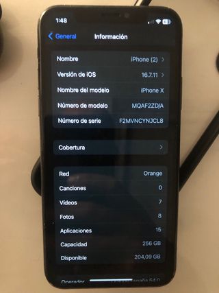 iPhone X Negro libre y reseteado de fábrica