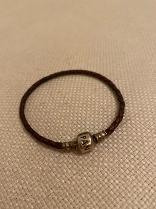 Pulsera Pandora Cuero Trenzado Plata