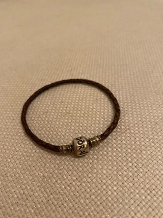 Pulsera Pandora Cuero Trenzado Plata