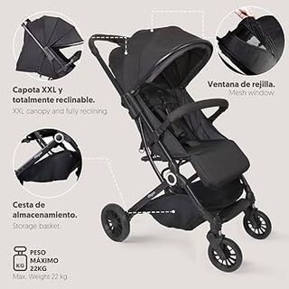 Interbaby - Passeggino Voyage | Carrello per Bambini dalla Nascita fino a 48 Mesi o 22 kg | Pulsante Piegatura Rapida, Ammortizzatori, Tettoia XXL Intercambiabile, Poggiabraccia | Passeggino Verde