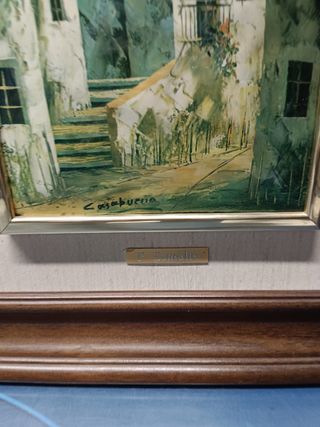 Dos cuadros, laminas esmaltadas p.Esmelie 47x41 cm