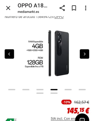 Oppo A18 Negro Nuevo