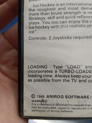 videojuego Slapshot (Anirog 1985) Commodore C64