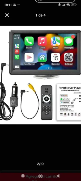 Reproductor Coche Portátil CarPlay Android Auto