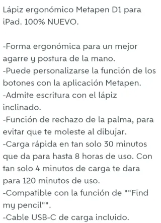 Metapen D1 Lápiz Digital para varias iPad