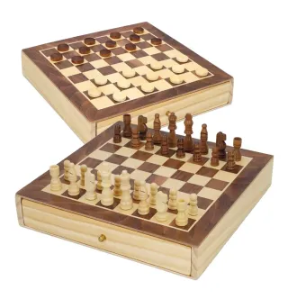 Scacchi e Dama 2 in 1 in Legno 57 Pezzi