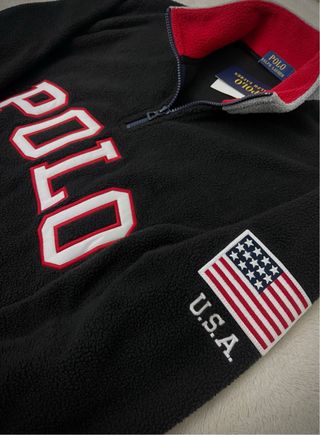 Forro Polar Polo Ralph Lauren Talla M Negro Gris