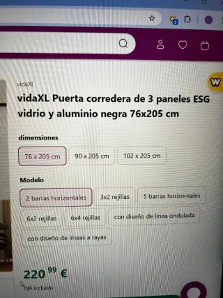 Puerta corredera de cristal y metal