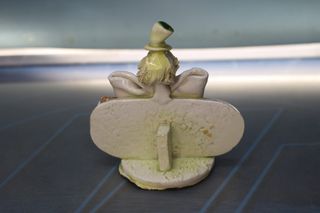 Porcelana Zampiva. Italia. Tarro y figura de payasos pelo espagueti.