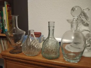 Juego 4 Botellas Licor Antiguas Cristal