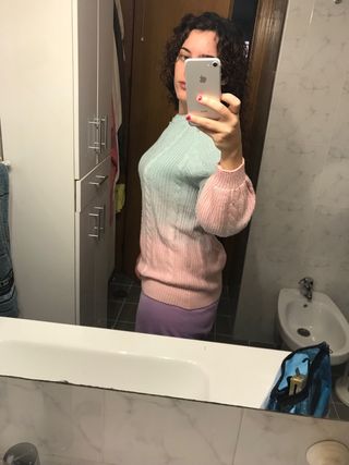 Jersey perlado degradado rosa y verde