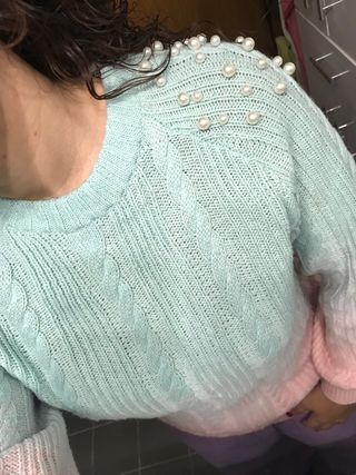 Jersey perlado degradado rosa y verde