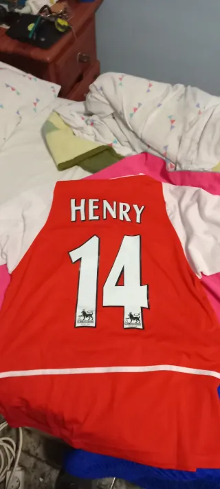 Camiseta Arsenal Henry 14 Nike Roja Blanca