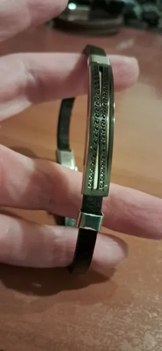 Pulsera hombre cuero y plata