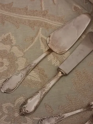 Posate da torta in lamina d'argento 1000