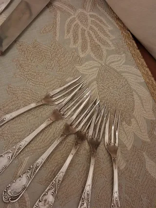 Posate da torta in lamina d'argento 1000