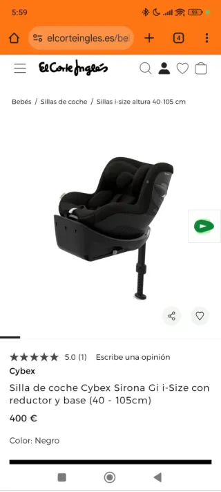 2 Silla Coche Cybex Sirona Gi i-Size + reductores