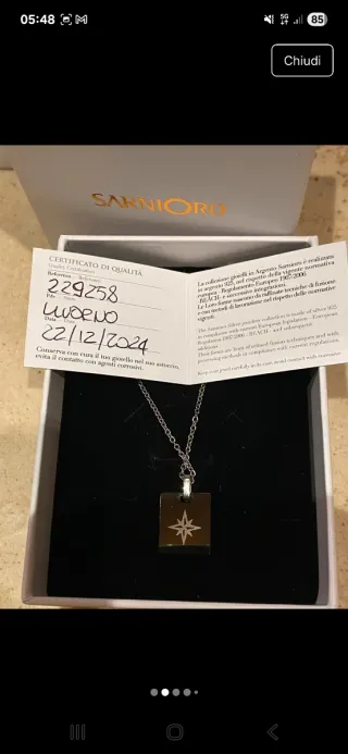 Collana Uomo Argento Rosa dei Venti SARNIORO