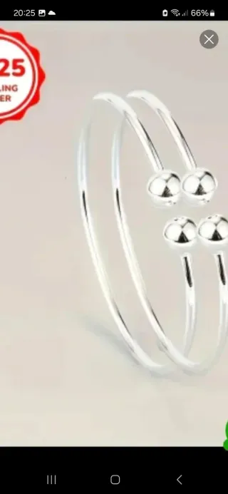 Pulsera Plata de Ley Doble Bolas Nueva