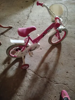 Bicicleta infantil rosa con ruedines