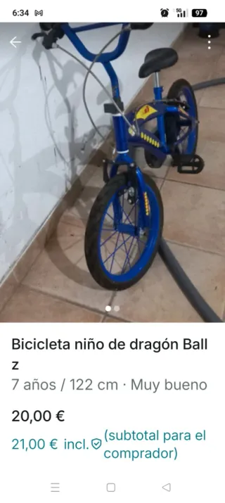 Bicicleta niño Dragon Ball Z