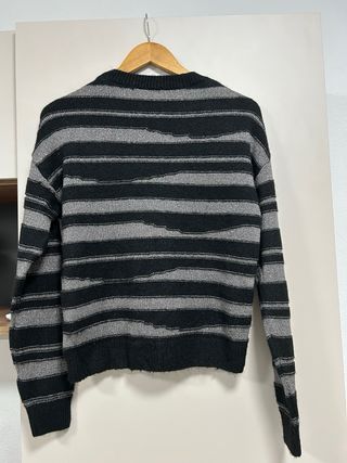 Jersey rayas S mujer negro/plata