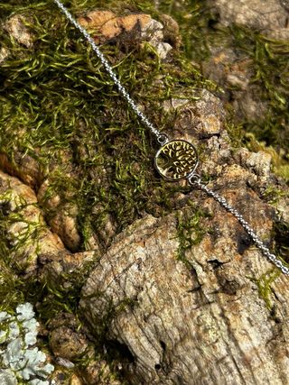 Pulsera Plata Árbol de la Vida Dorado