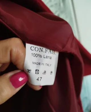 Cappotto Vintage donna 100% Lana Rosso L