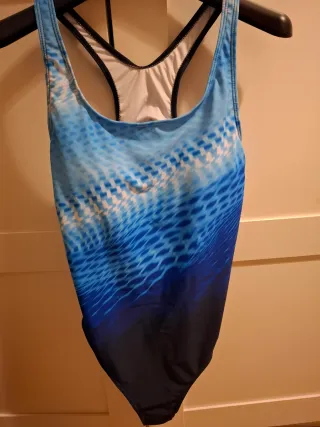 Bañador señora natación azul y blanco