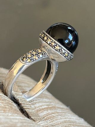 Anello Argento 925 Onice Sfera