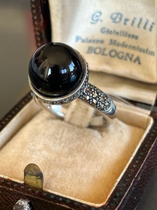 Anello Argento 925 Onice Sfera