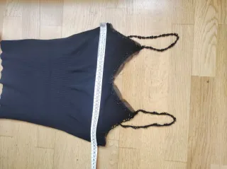 Top Mango Negro Pedrería Talla S