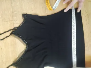 Top Mango Negro Pedrería Talla S