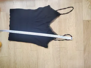 Top Mango Negro Pedrería Talla S