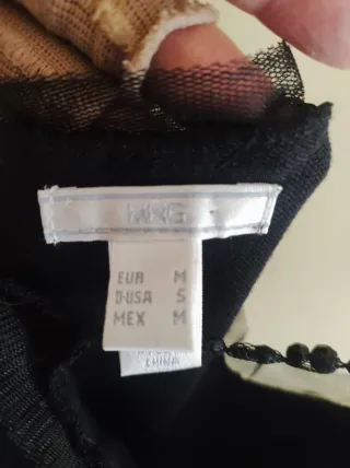 Top Mango Negro Pedrería Talla S