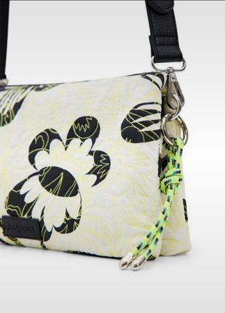 Bolso bordado algodón orgánico y piel