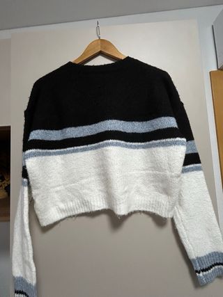 Jersey Mujer Talla M Negro, Blanco y Azul