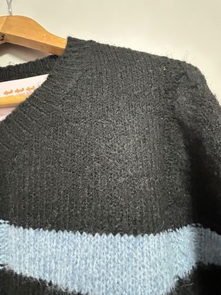 Jersey Mujer Talla M Negro, Blanco y Azul