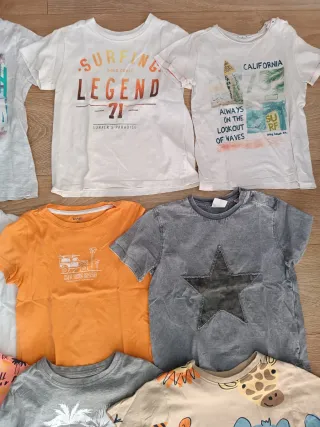 17 Camisetas Manga corta y 1 pantalón 98 ctms