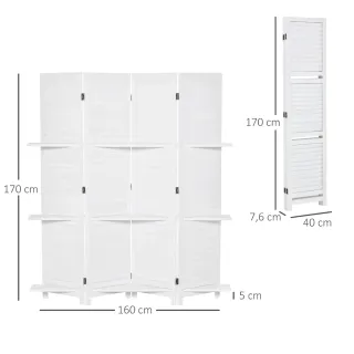 Biombo Separador Blanco Madera