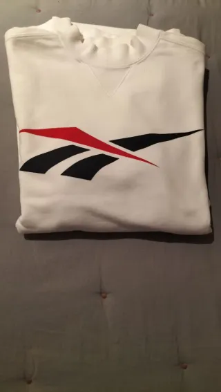 Sudadera Reebok Blanca Logo Rojo/Negro